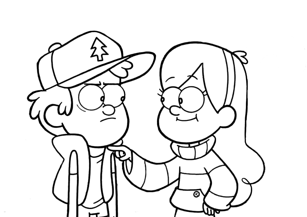 Dipper and Mabel standing by the lamp, looking thoughtful.
